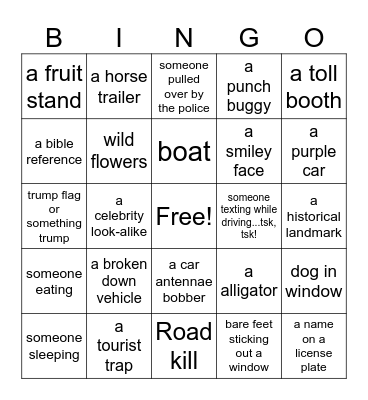 Florida Road Trip Bingo! Bingo Card