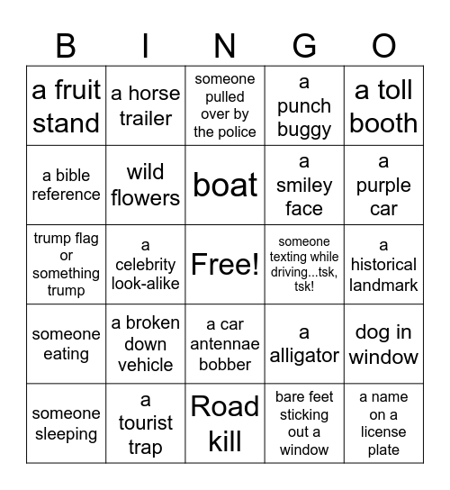 Florida Road Trip Bingo! Bingo Card
