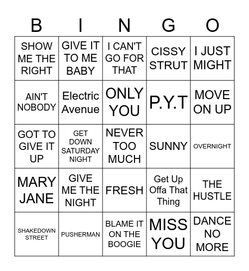 Give Me That Funk! Bingo Card