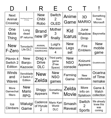 DIRECT TODAY Bingo Card