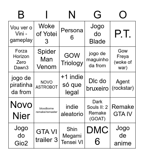 Bingo State of Play Bingo Card