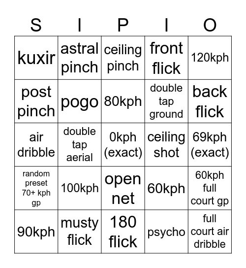 ROCKET LEAGUE Bingo Card