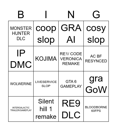 STATE OF PLAY Bingo Card