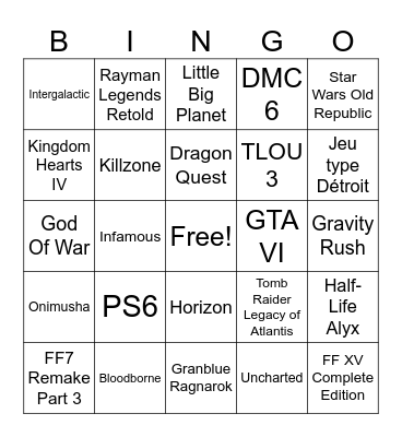 State Of Play Bingo Card