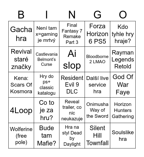 State of play Bingo Card