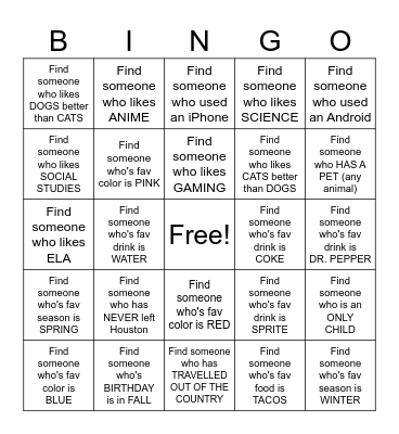 ASPIRE - ART ICE BREAKER Bingo Card