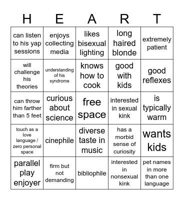 ARE YOU HEARTMAN'S TYPE? Bingo Card