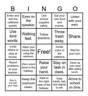 PBIS BINGO Card