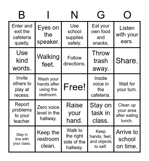 PBIS BINGO Card