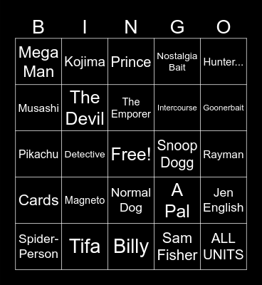 Summer Game Mess 2026 Bingo Card