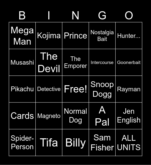 Summer Game Mess 2026 Bingo Card