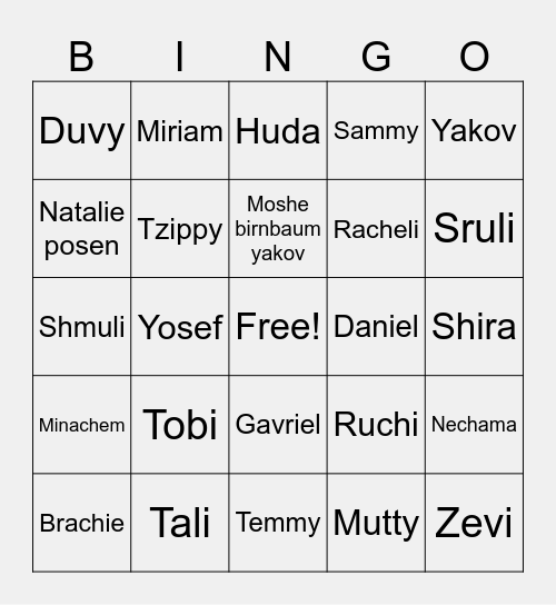Family Bingo Card