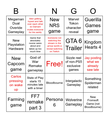 Fish Market State Of Play Bingo Card