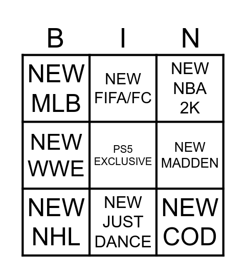 Sony State of Play Bingo Card