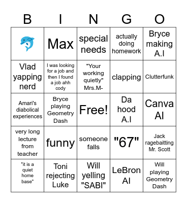 School (June edition) Bingo Card