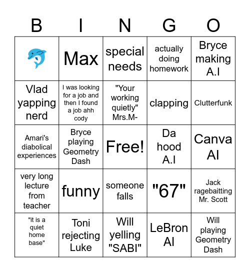 School (June edition) Bingo Card