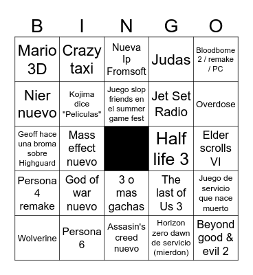 No-E3 2026 Bingo Card