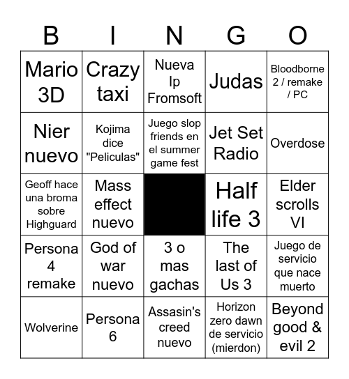 No-E3 2026 Bingo Card