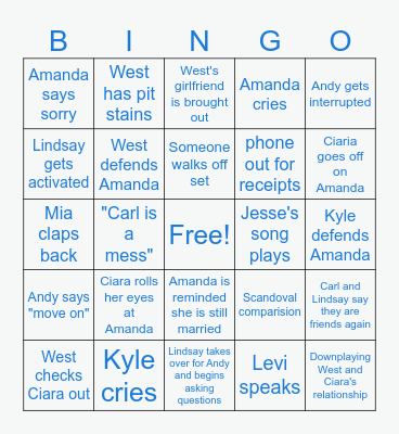 Summer House Bingo Card