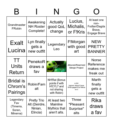 FEH 2027 (Indulgent) Bingo Card
