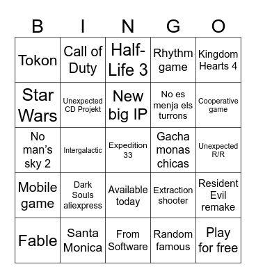 No-E3 2026 Bingo Card