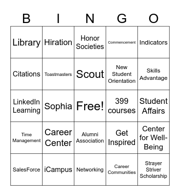 Center for Work and Learning Bingo Card