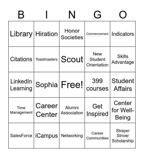 Center for Work and Learning Bingo Card