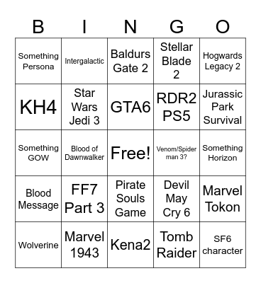 Summer Game Announcements Bingo Card