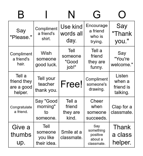 Spread Kindness Like Stargirl! Bingo Card