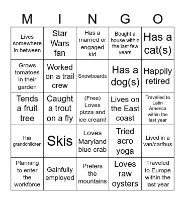 Kelly + Max Pizza Mingle Bingo Card