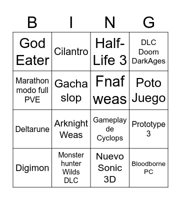 Summer Game Fest Bingo Card
