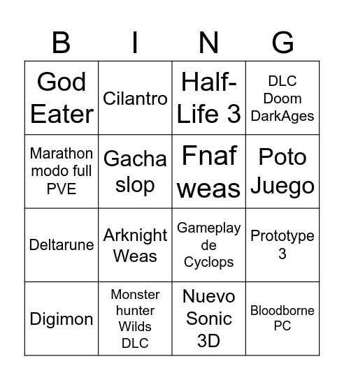 Summer Game Fest Bingo Card