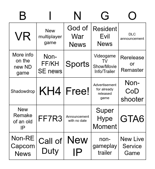 June 2 State of Play Bingo Card