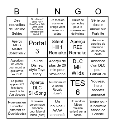Bingo Summer Game Fest 2026 CT Bingo Card