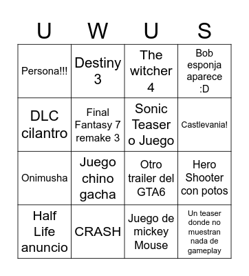 Semana de juegos Bingo Card