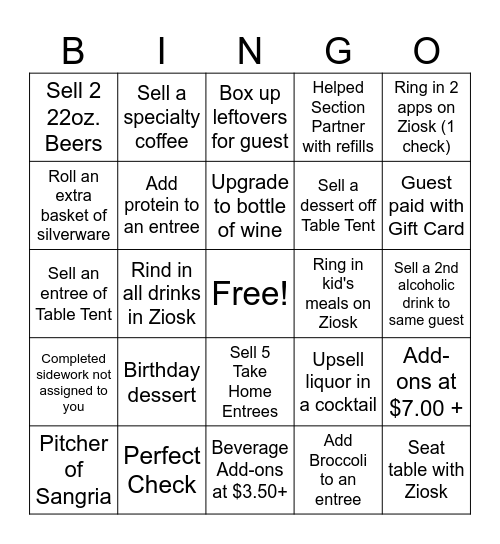 Server Bingo Card