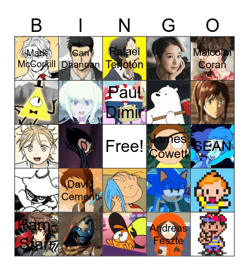 Favorite Character Bingo Card