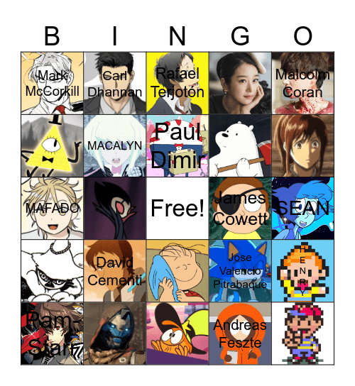 Favorite Character Bingo Card