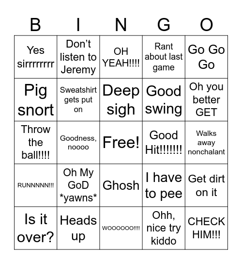 Erin Bingo Card