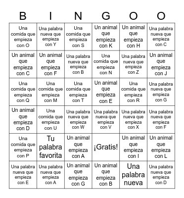 Libros de alfabeto Bingo Card
