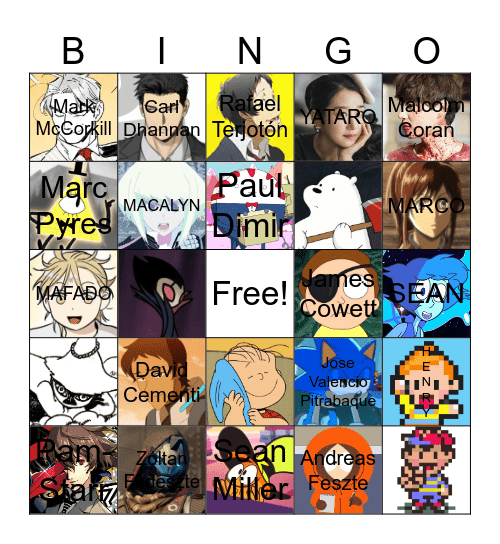 Favorite Character Bingo Card