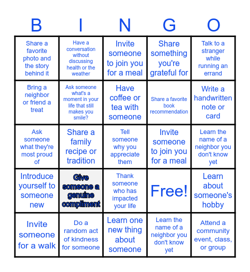 Connection Bingo Card
