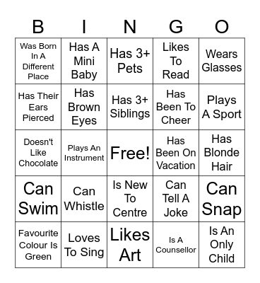 Find Me Someone Who... Bingo Card