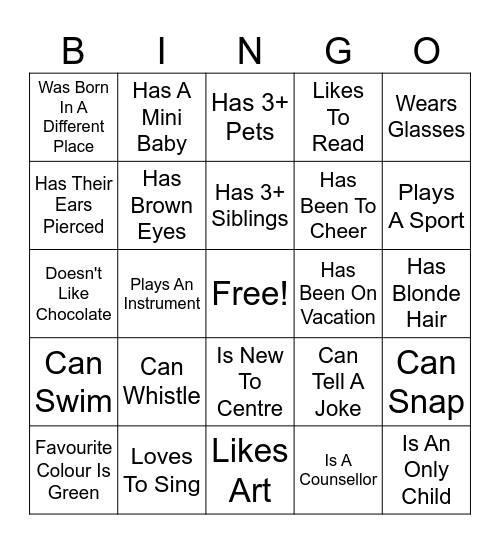 Find Me Someone Who... Bingo Card