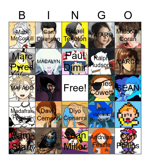 Favorite Character Bingo Card