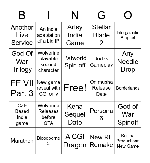 State of Play June 2026 Bingo Card