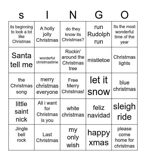 Christmas Bingo Card