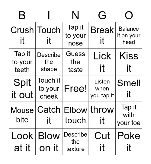 Food Exploration Bingo Card