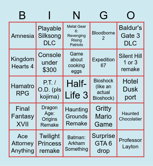 Summer Game Fest - Clown Edition Bingo Card