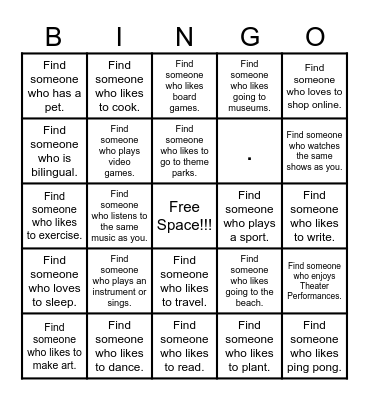 BEACH BLANKET Bingo Card
